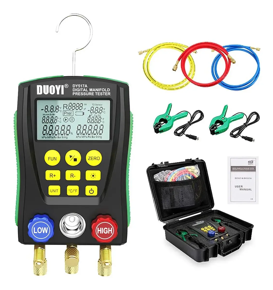 Coletor de refrigeração digital Vacum Dy517a Hvac Meter
