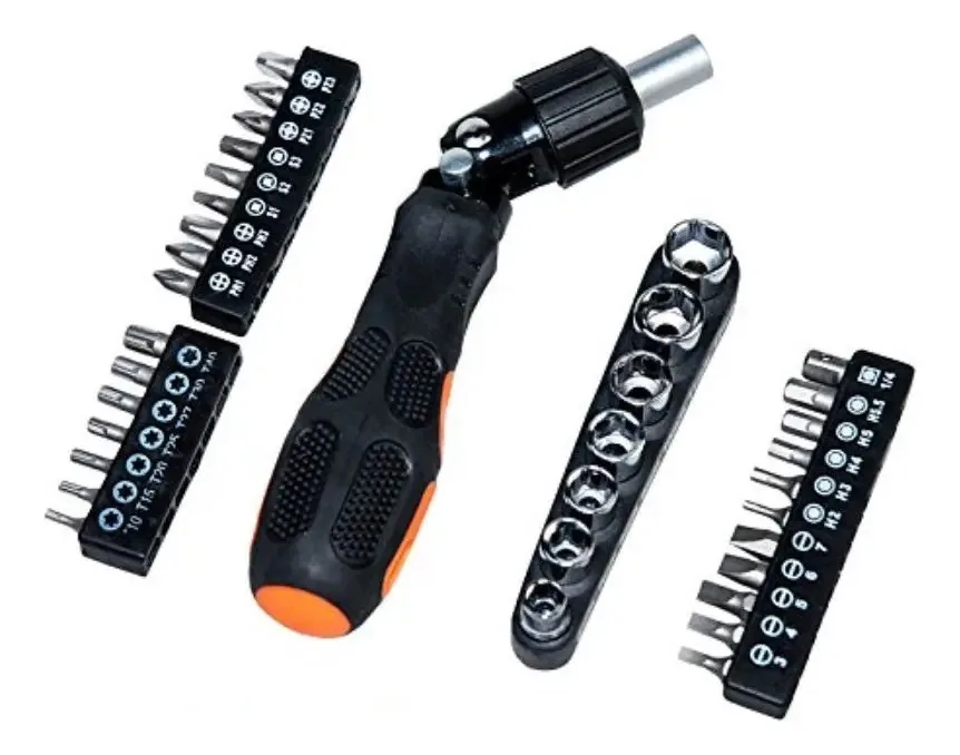 Conjunto de chaves de fenda flexíveis Ratchet, 35 peças, pontas e tubos