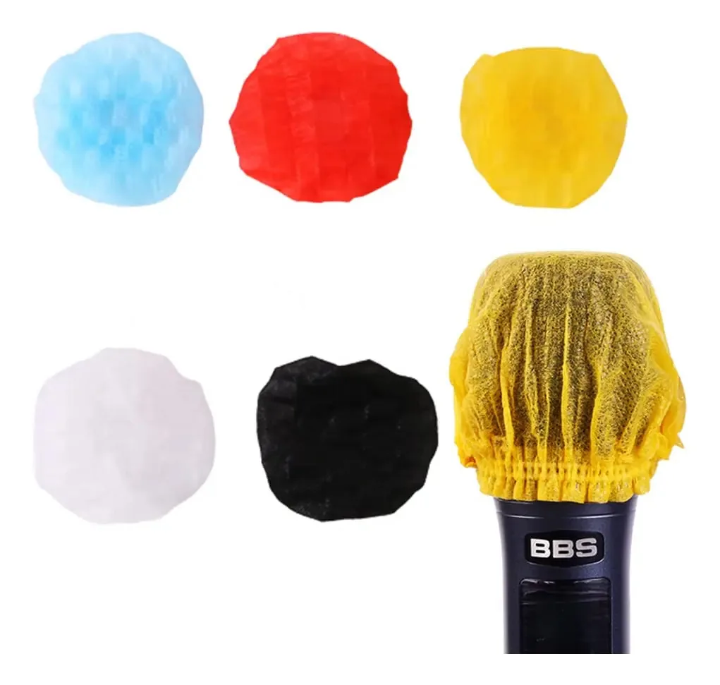 100 estojos de microfone higiênicos descartáveis para microfone colorido