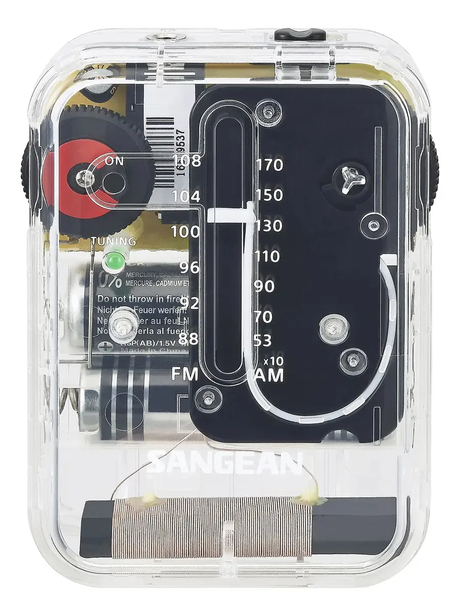 Rádio analógico de bolso Sangean SR-32cl AM/FM (transparente), pequeno