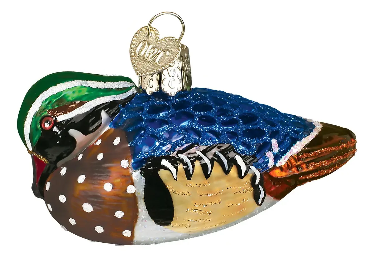 Enfeites de vidro da coleção Old World Christmas Bird Watcher. Cor Preto