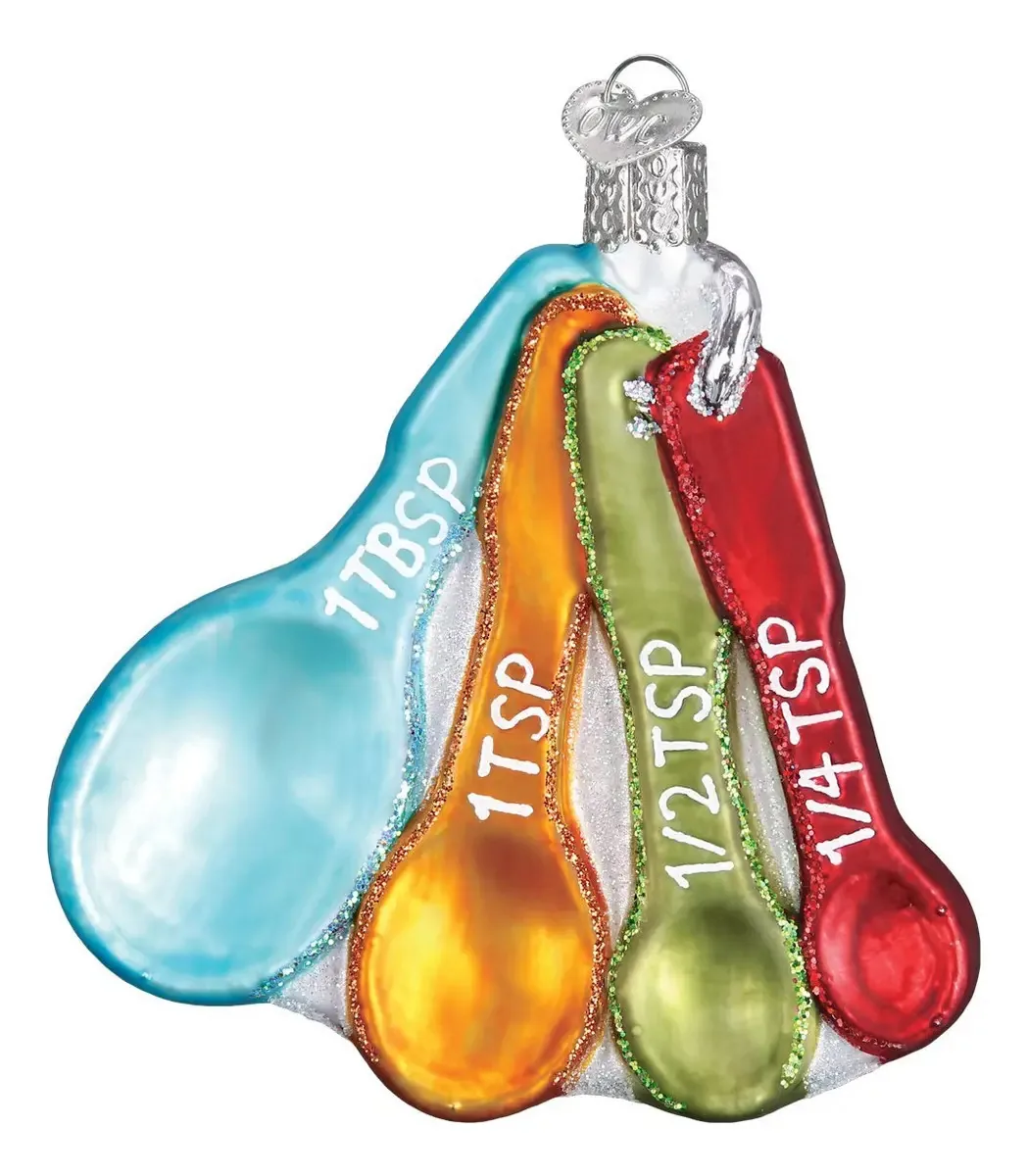 Enfeites de Natal do Velho Mundo: Colheres de medição de cores da Chef's Collection V Enfeites