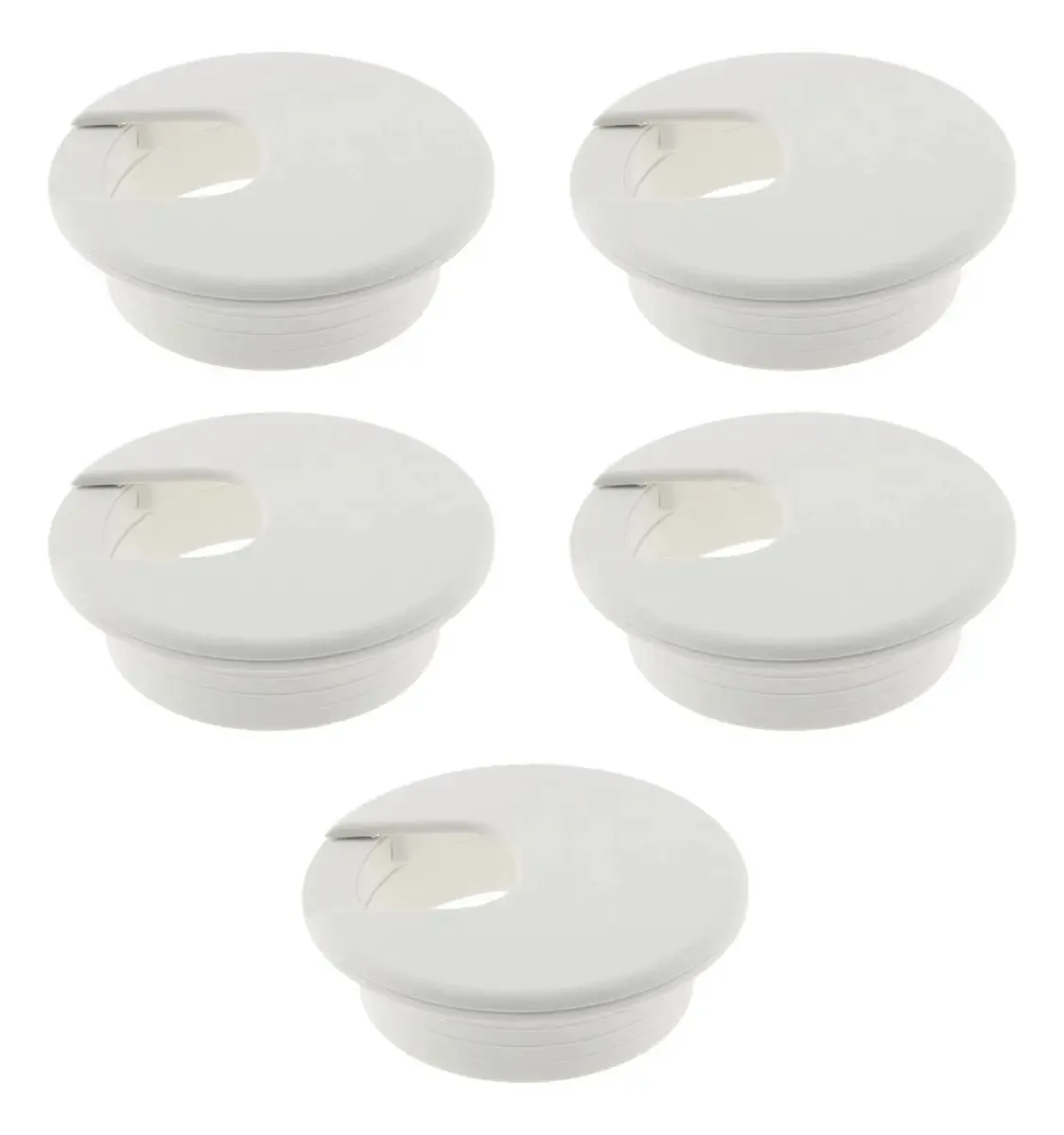 Hjgarden 5 Passadores de Fios de Mesa em Forma de U, 50 mm, para Escritório, PC, Mesa, Organizador de Cabos, Tampa de Plástico, Cor Branca