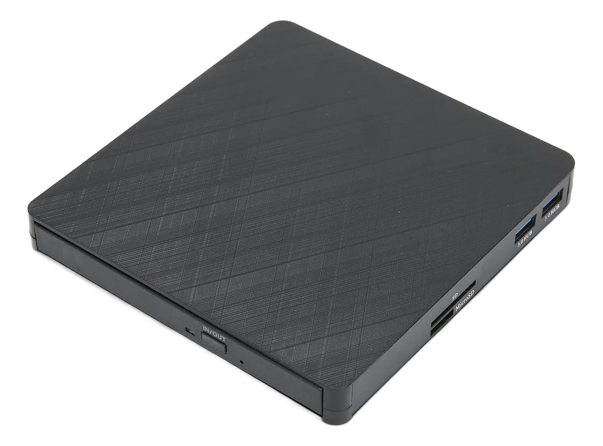 Gravador de CD Yeck, Leitor de Cartões SD TF, 2 Interfaces USB 3.0, Unidade de DVD USB, Extensões de Instalação para Gravar Arquivos e Reproduzir Música em Vídeo