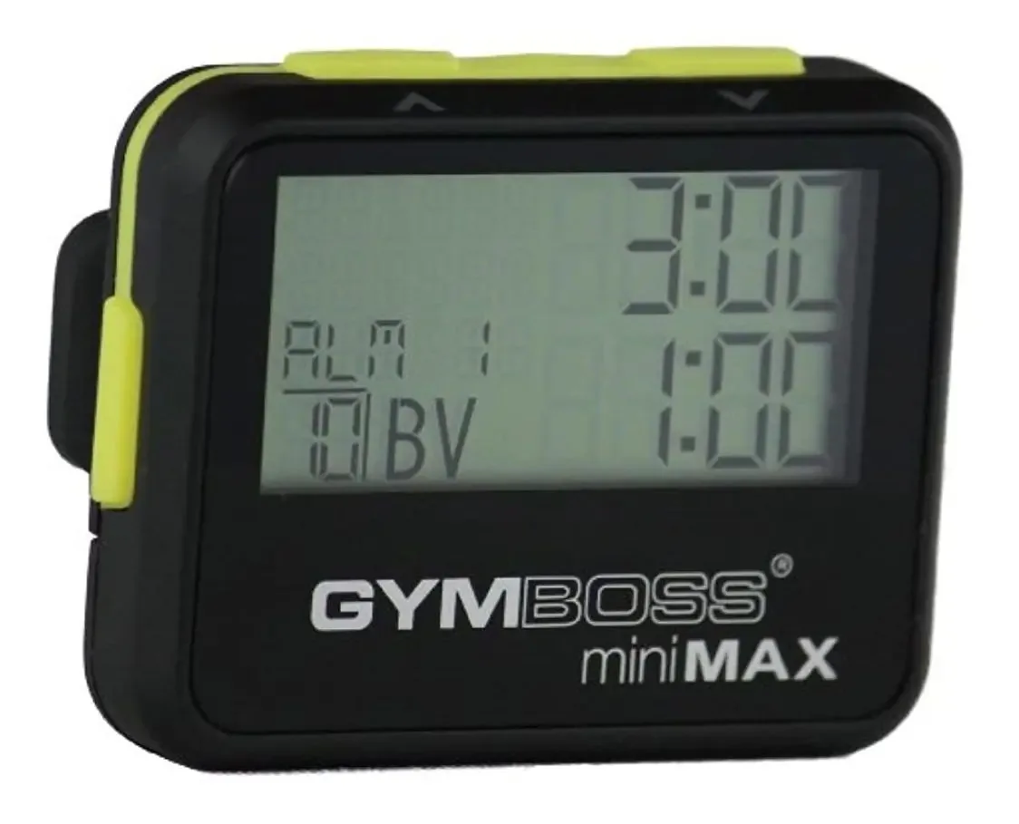 Cronômetro e cronômetro Gymboss Minimax, casaco macio preto e amarelo da Gymboss