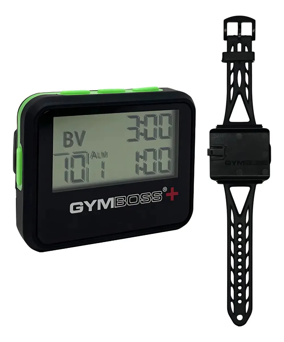 (negro Con Botones Verdes), Temporizador De Intervalos Y Cronómetro Gymboss Plus Y Correa De Reloj Gymboss, Paquete