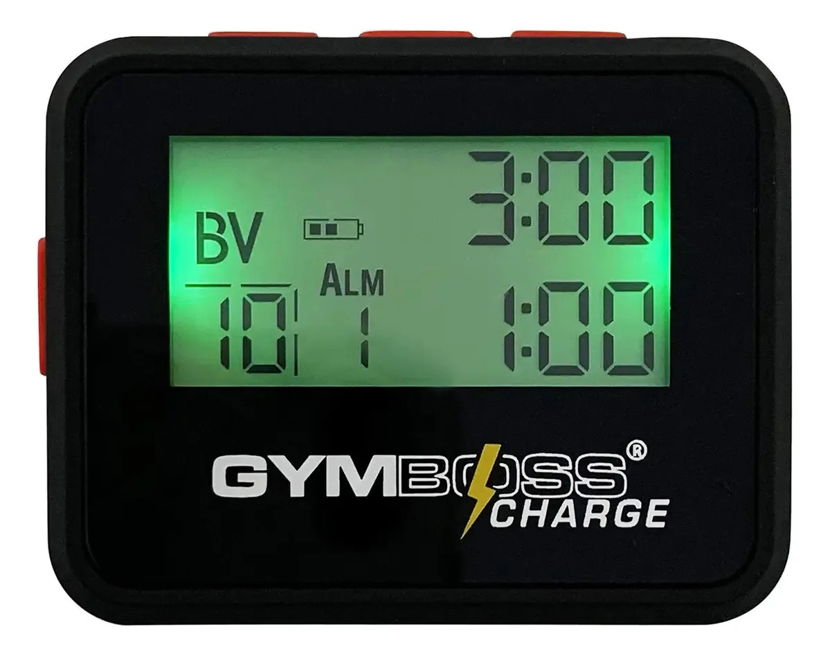 Temporizador e cronômetro de intervalo de carregamento Gymboss N. Cor preta e vermelha