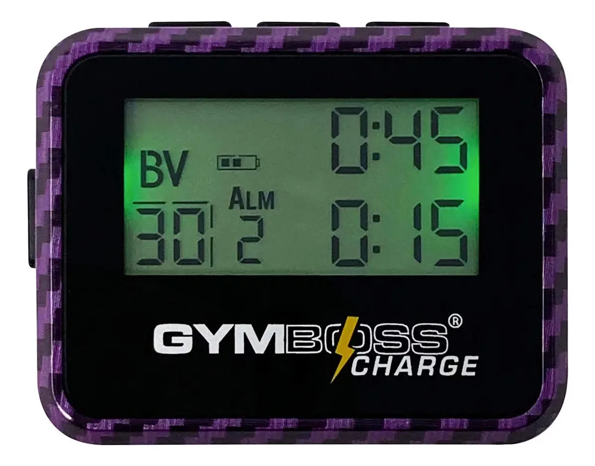 Temporizador e cronômetro de intervalo de carregamento Gymboss M. Cor roxo carbono