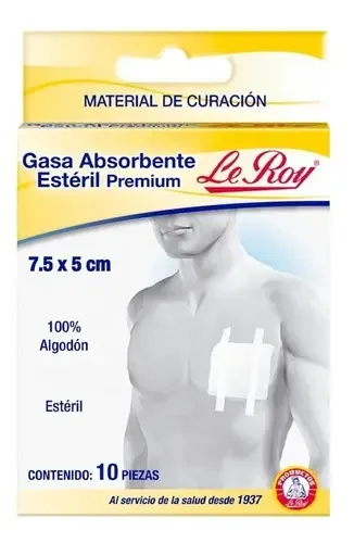 Gaze Absorvente Estéril Algodão Premium Curativo Leroy 10pzs