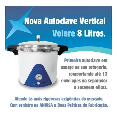 Autoclave Vertical Analógica 8 Litros Anvisa Volare Med