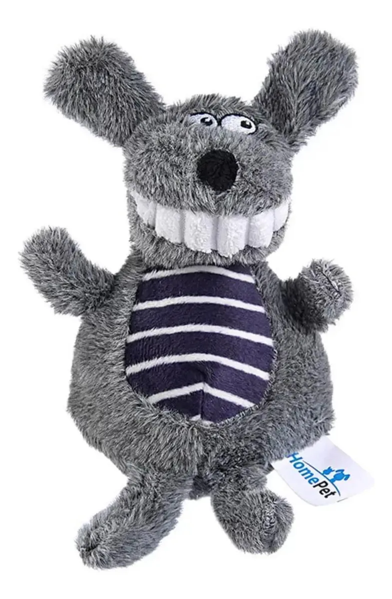 Brinquedos Mordedores Pelúcia Homepet Animais - Tamanho 2 Cor Cachorro Risonho