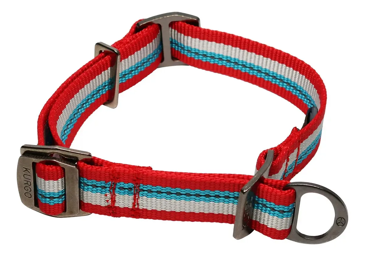 Coleira de treinamento para cães Kurgo | Coleiras de estilo. Cor Vermelho do Chile/Azul Costeiro