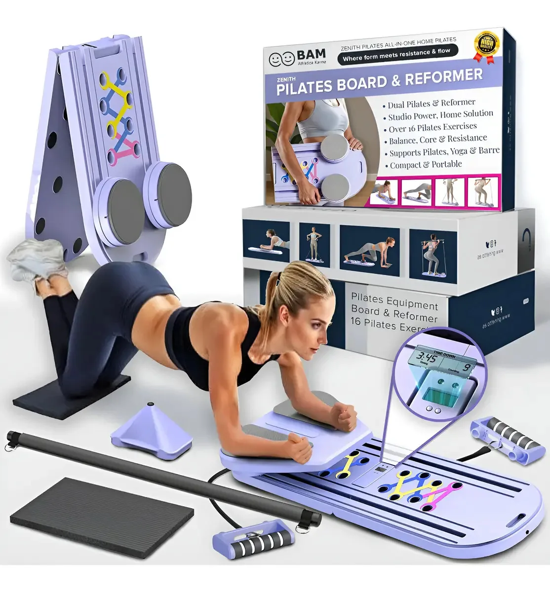 Bam Athletica - Prancha dobrável de Pilates | Máquina de compras cor preta