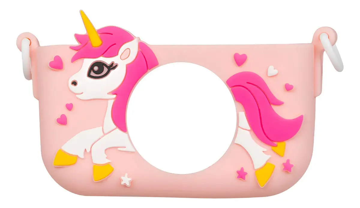 Capas para câmeras infantis de silicone com design corporal de unicórnio rosa