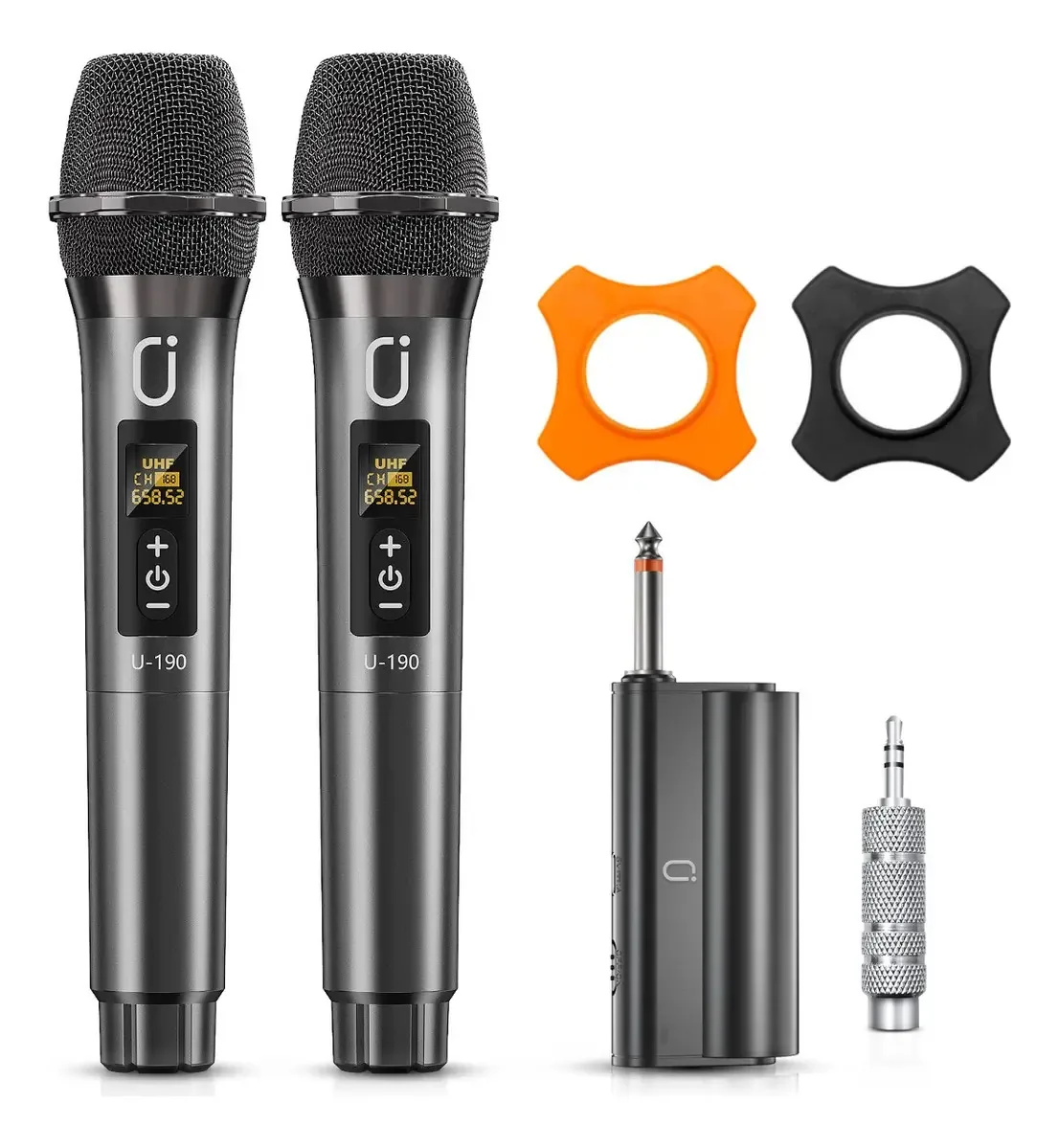 Microfones sem fio JYX-u190 UHF com receptor duplo