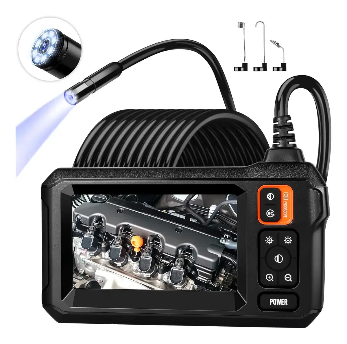 Endoscópio industrial da marca Ycrigns com câmera automotiva 8mm 1080p 5m