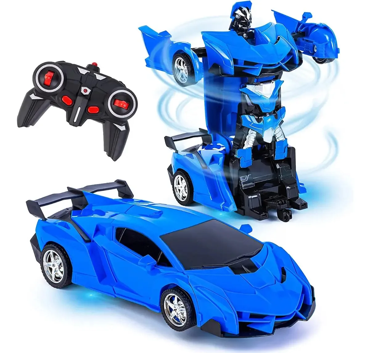 Carrinho de controle remoto, transformadores giratórios de 360°, cor azul