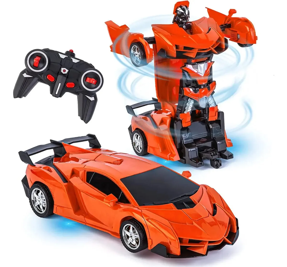 Carrinho de controle remoto, transformadores giratórios de 360°, laranja