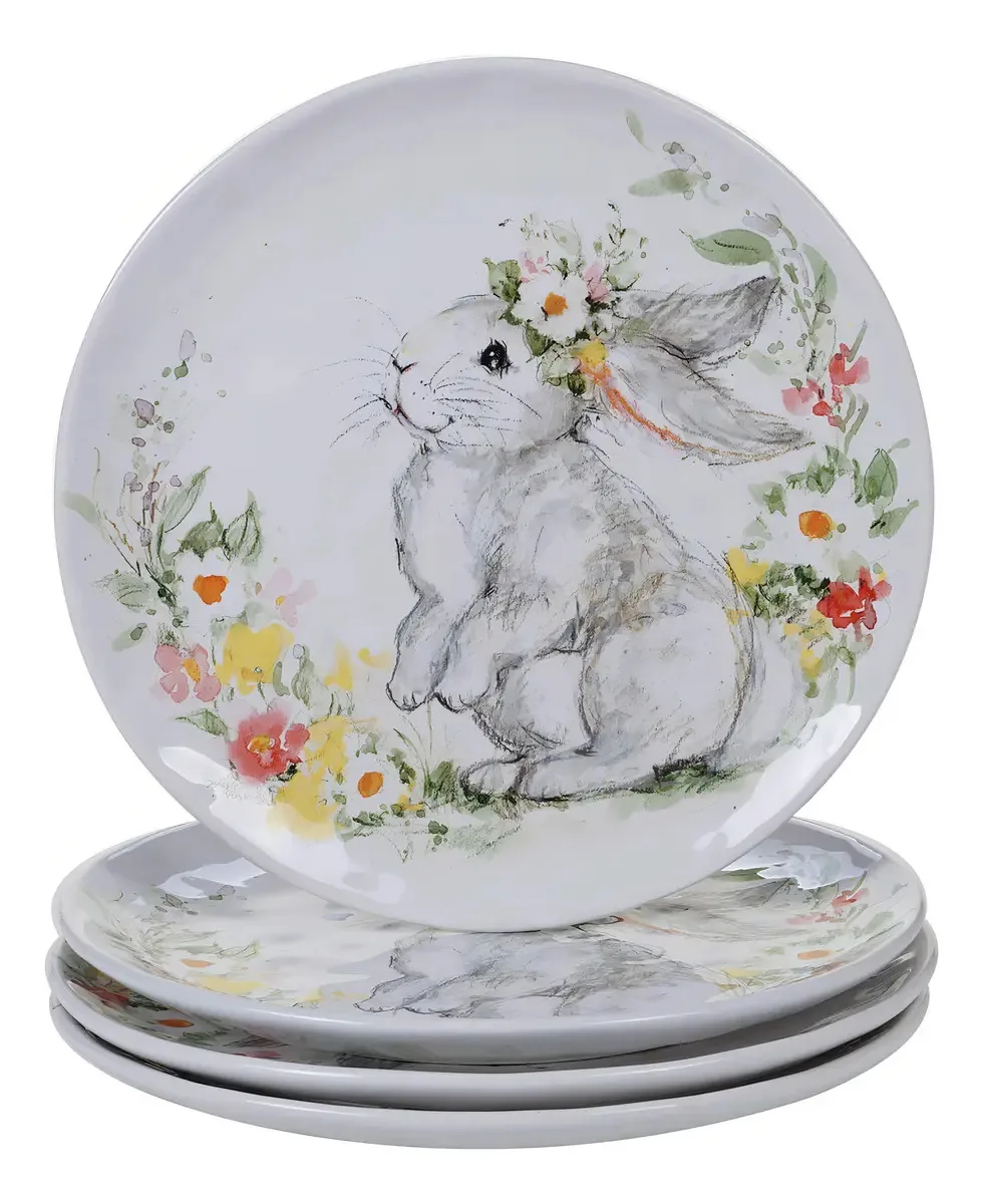 Pratos planos Sweet Bunny certificados internacionalmente, J