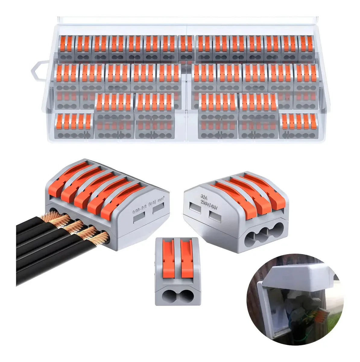 60 conectores de cabo compactos/blocos elétricos/emenda