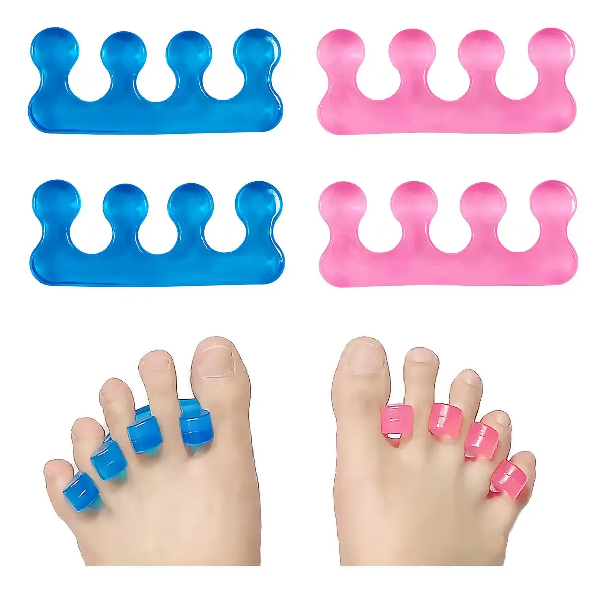 4 separadores de dedos de pedicure, separadores de dedos de pedicure