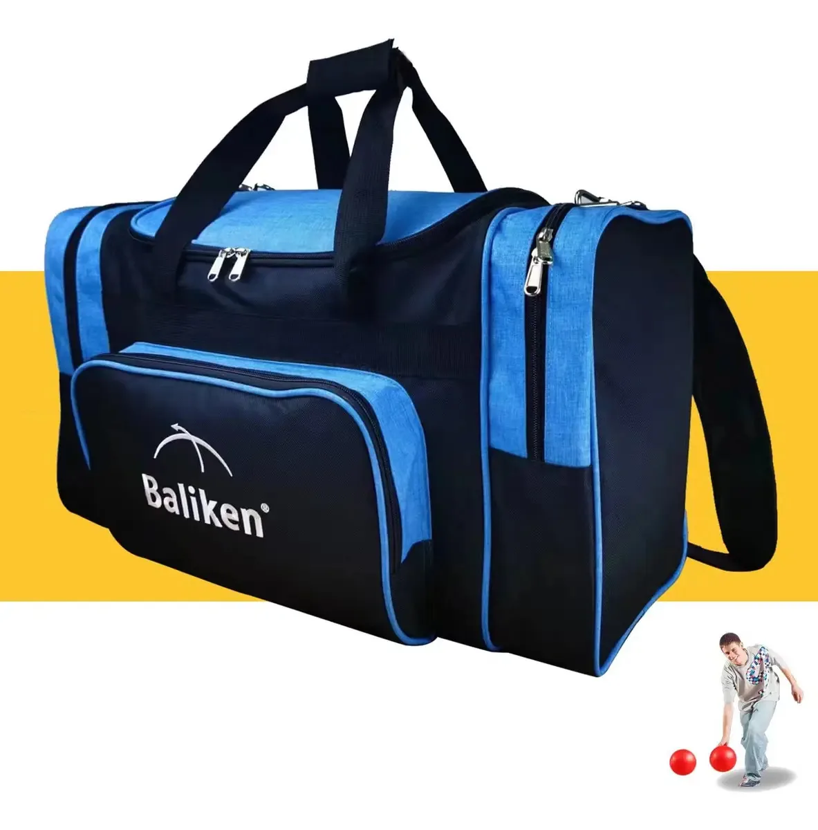 Bolsa de Boliche Waliken Dupla de Luxo com Capacidade para Duas Bolas de Boliche (azul)