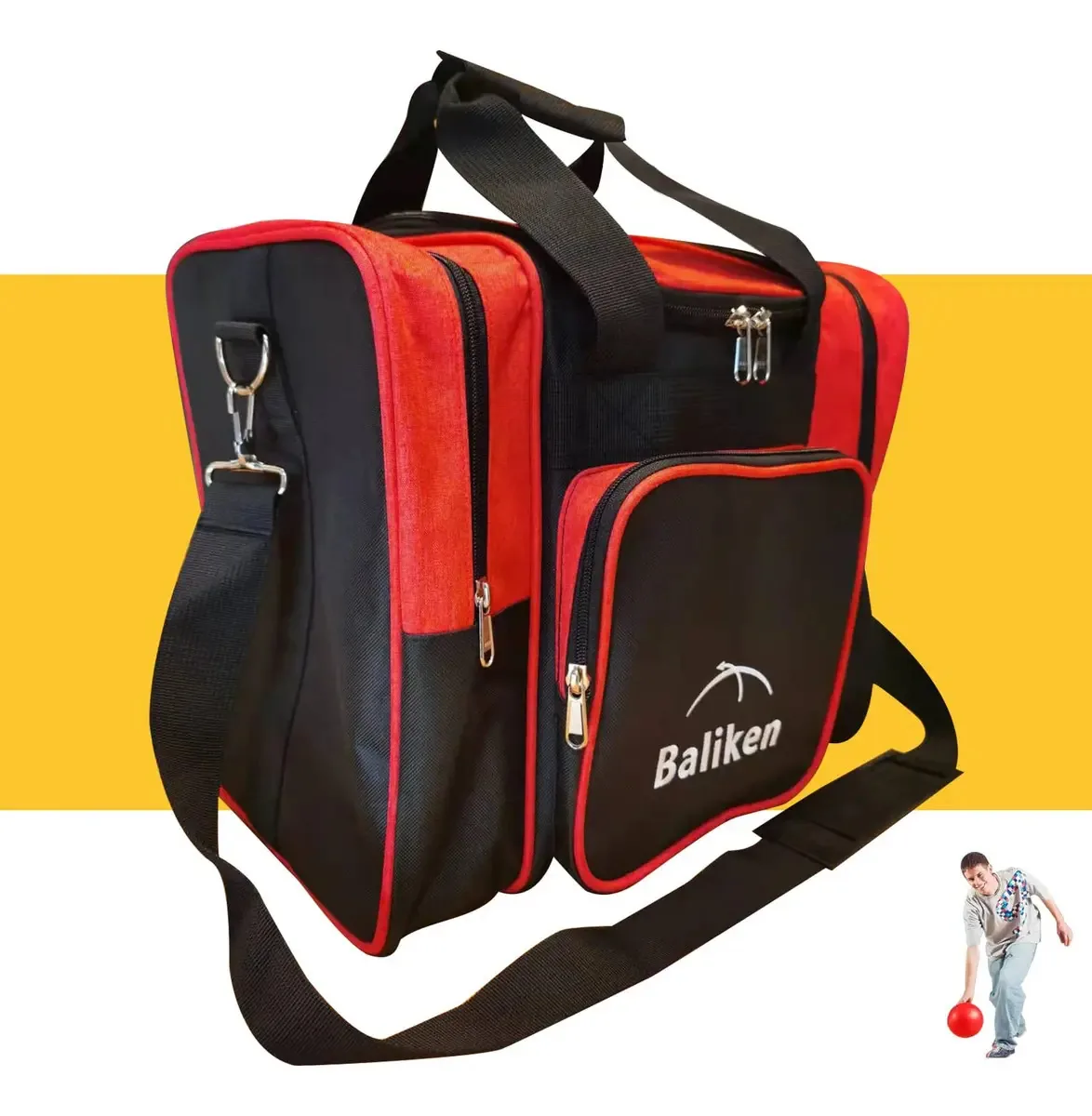 Bolsa de Boliche Individual Waliken com Capacidade para Uma Bola de Boliche. Um Par de Sapatos de Boliche até Tamanho Masculino 13 (Vermelho)