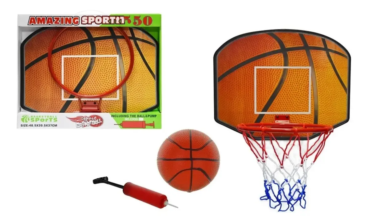Bola infladora de basquete vermelha de 48 x 39 anéis