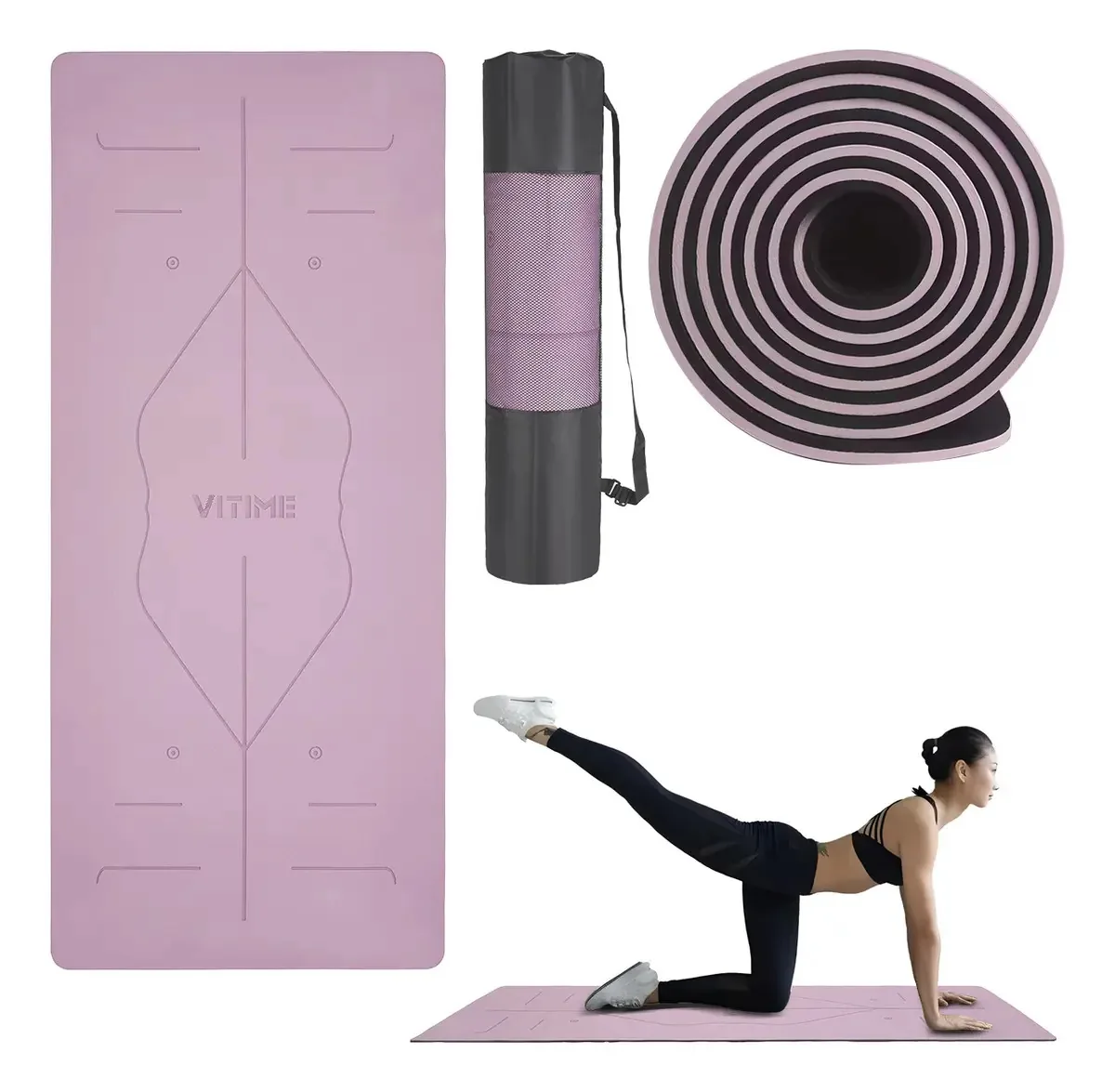Tapetes dobráveis para exercícios/exercícios e pilates para ioga (183* 61 cm) Cor: violeta