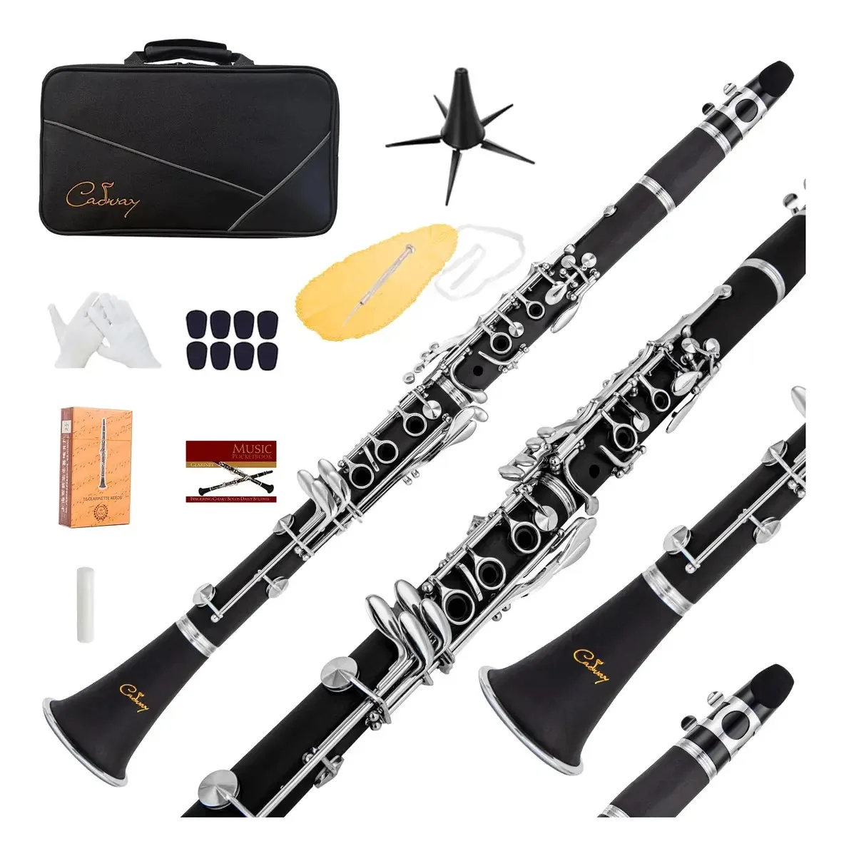 Clarinete Cadway Bb, 17 teclas, clarinete preto de níquel Bb