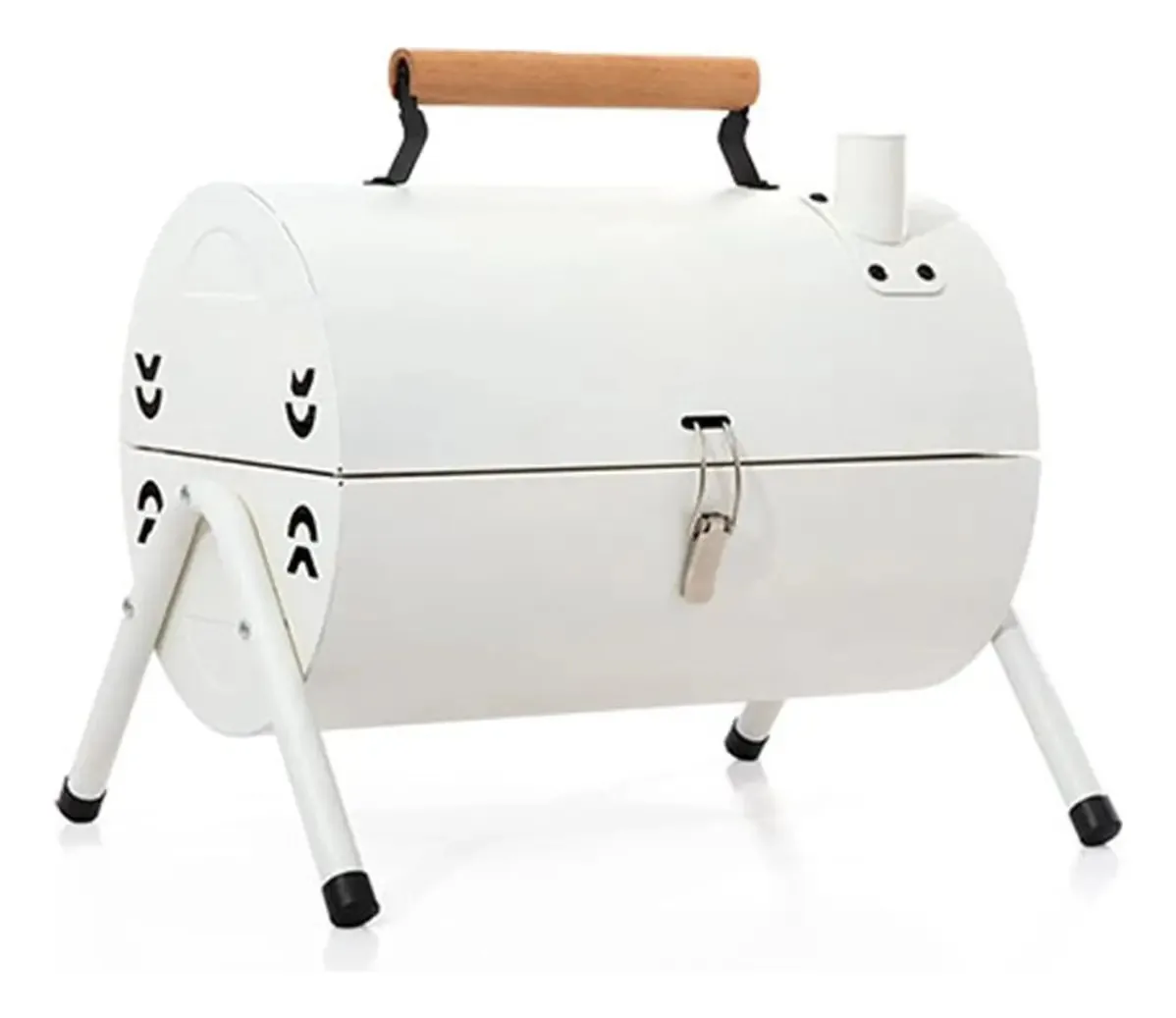 Grelhador a carvão portátil de dupla função com defumador para churrasqueiras, ideal para acampamentos, terraços e varandas, marca de cor branca Chic Haus