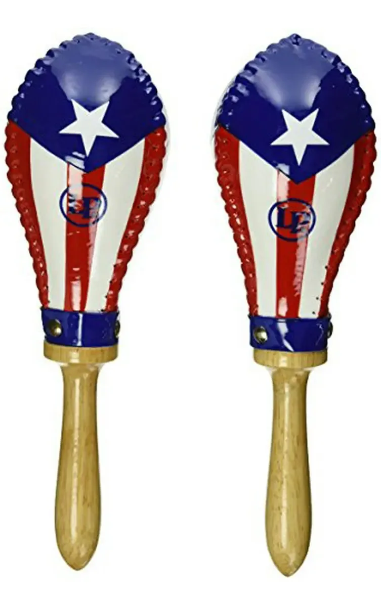 Maracas de couro cru com bandeira de Porto Rico