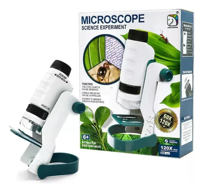 Lente de brinquedo de microscópio científico 60-120x
