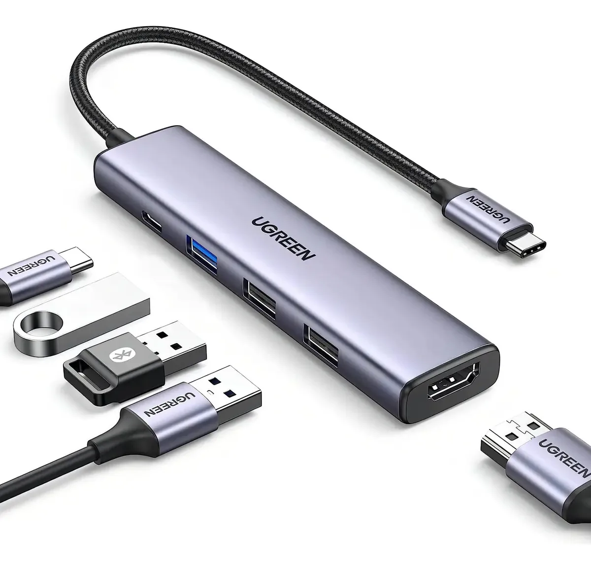 Adaptador USB C multiporta | 5 em 1 cor cinza