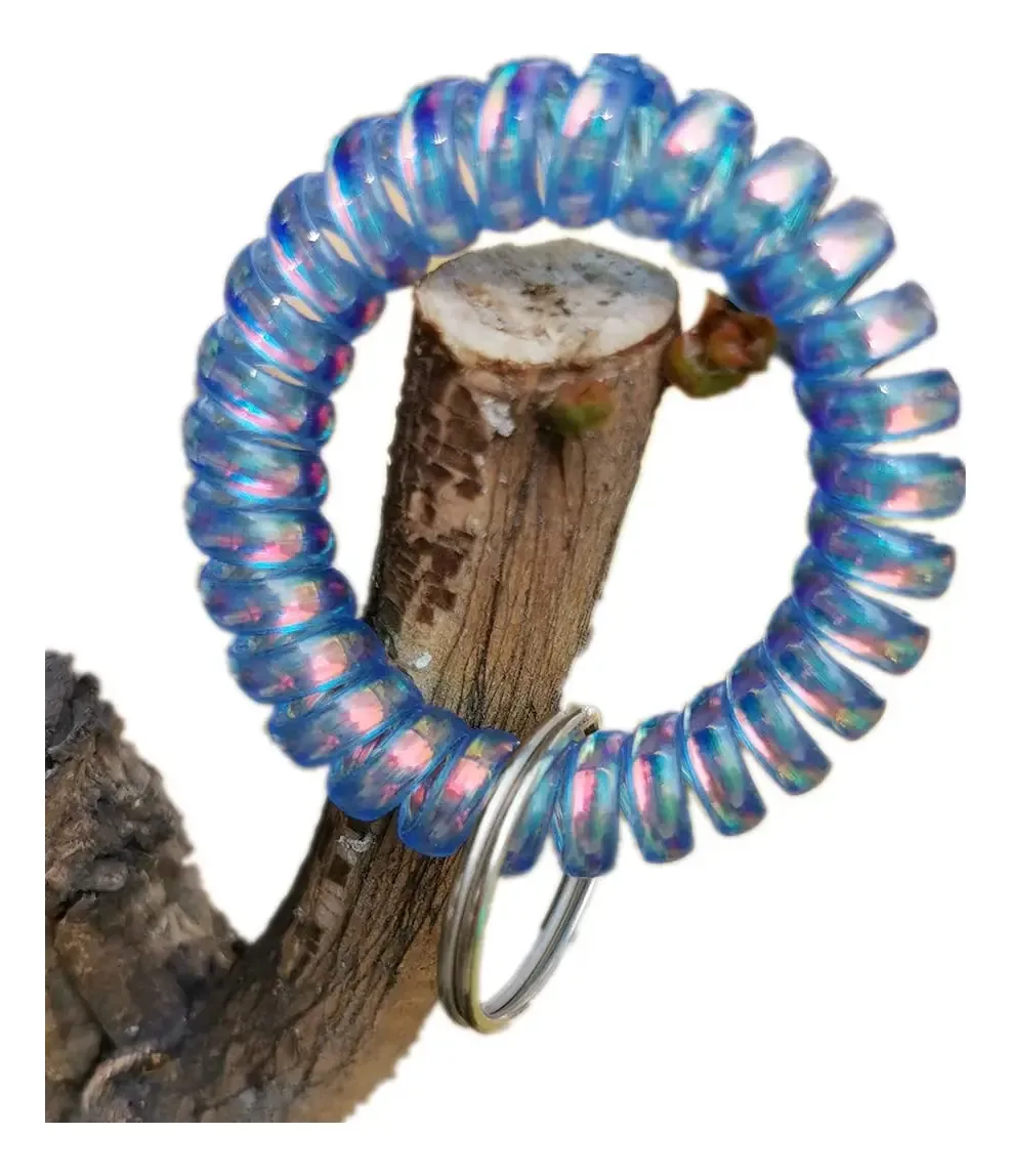 Chaveiro Mermaid Coil colorido, flexível e durável para esportes e fitness, pacote com 5 (azul escuro)