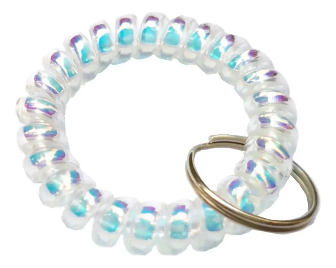 Chaveiro Mermaid Coil colorido, flexível e durável para esportes e fitness, pacote com 5 (1 branco transparente)