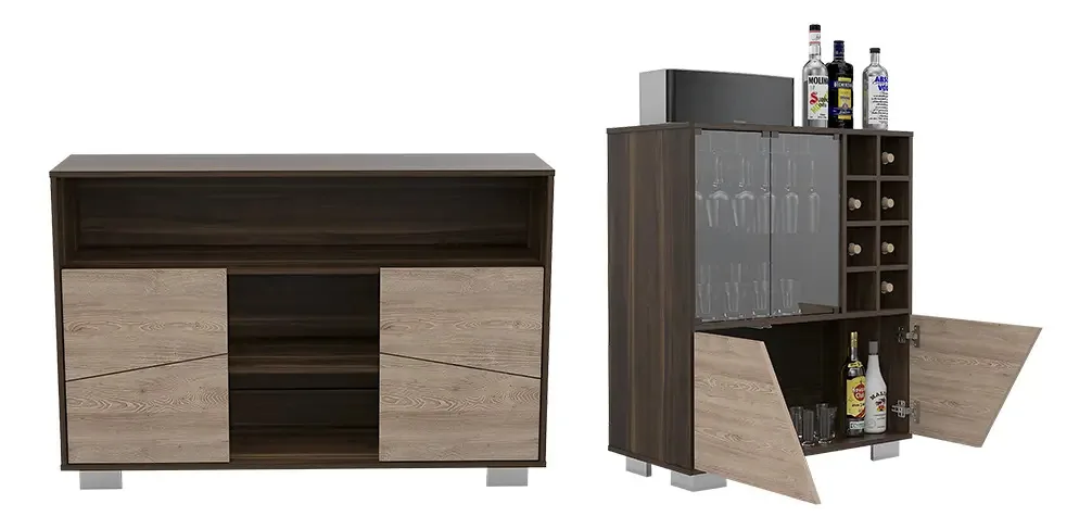 Combo Revec, inclui bar e mesa lateral, marrom escuro