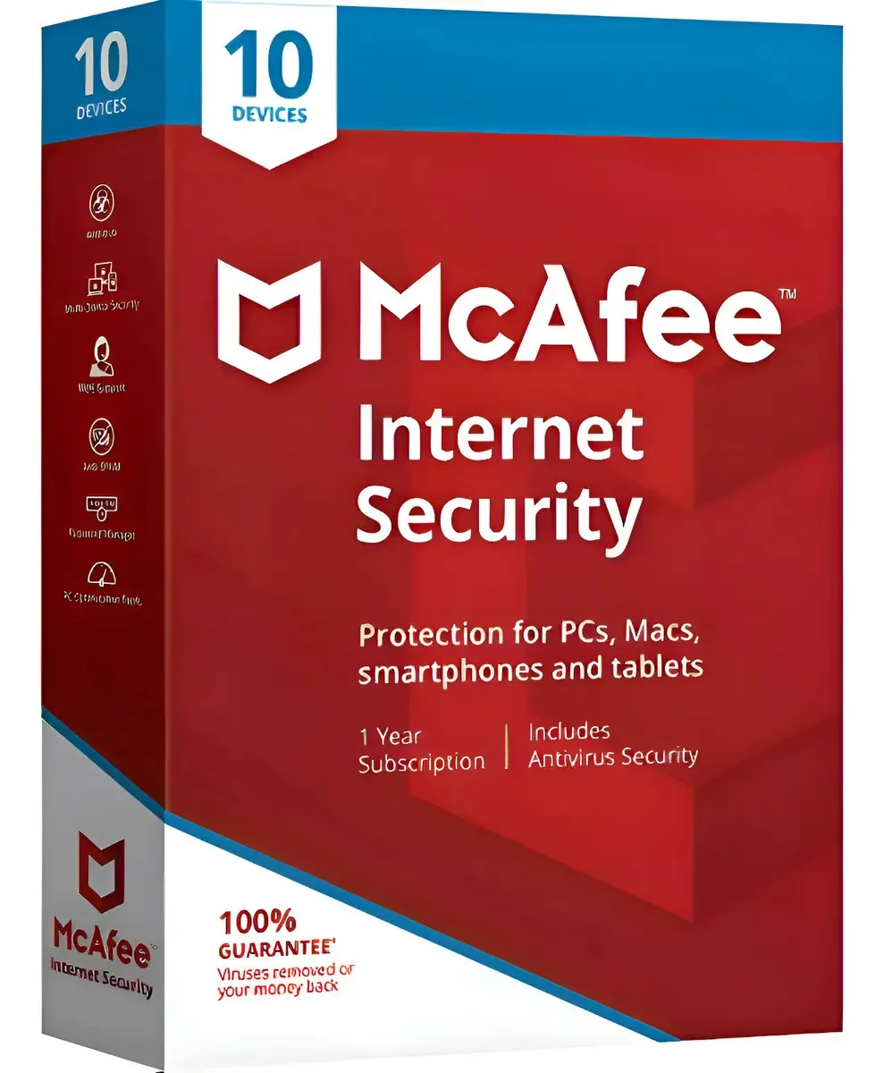 Dispositivos do Mcafee Internet Security (1 ano e 10)
