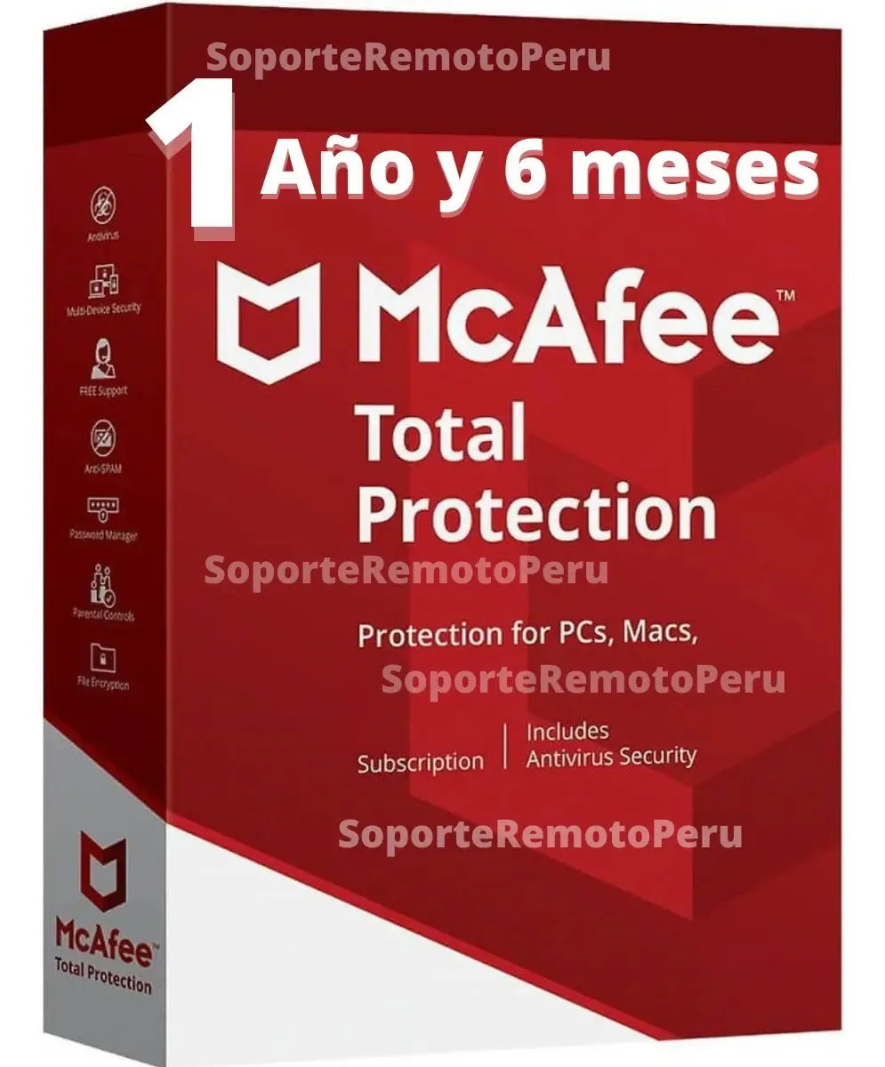 Antivírus Mcafee Total Protection 01 PC X 1 ano e 6 meses