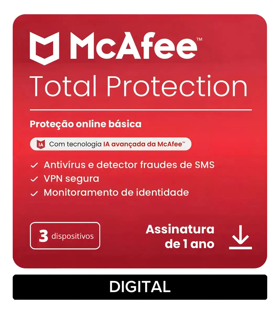 Mcafee Proteção Total 1 Ano Para Pc Mac Tablet 3 Dispositivo