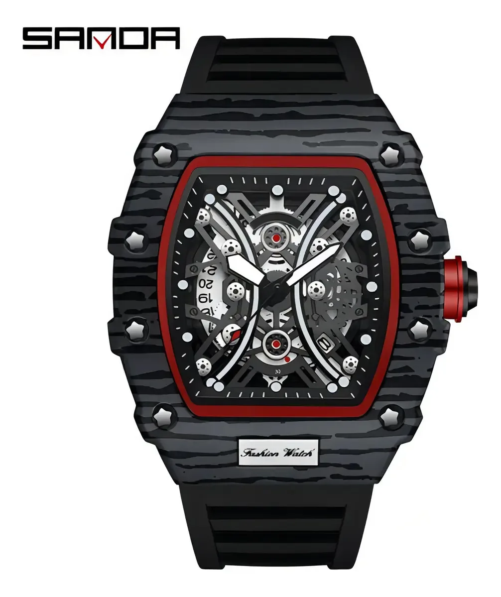 Relógios Masculinos Sanda Quartz Luminous Skeleton