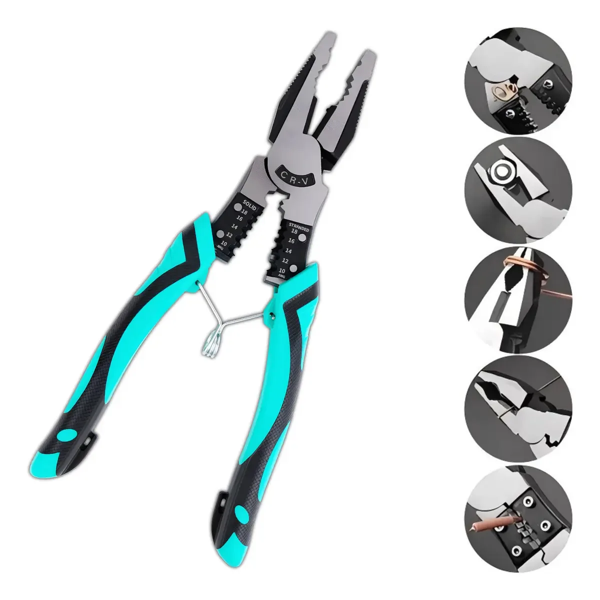 Alicate de corte multifunctional MEESTORY Alicates De Electricista 22cm - verde