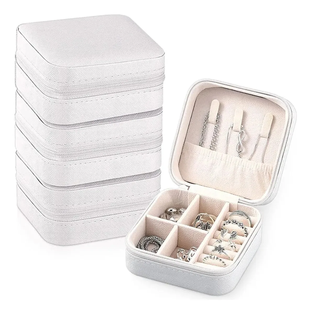 Organizador de joias de 4 peças, expositores de joias — expositor de joias prático, durável e compacto, ideal para organizar e exibir colares, anéis e brincos em lojas ou em casa, cor branca