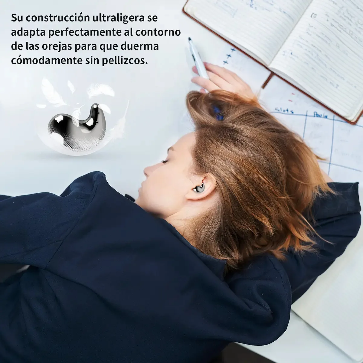 Fones de ouvido Bluetooth invisíveis, fones de ouvido para dormir, fones de ouvido Bluetooth sem fio, mini fones de ouvido com cancelamento de ruído, estojo de carregamento de LED, uso esportivo