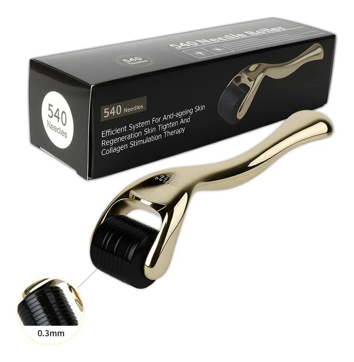 Rolo profissional Dermaroller com tecnologia avançada de microagulhamento para equipamentos de cosmetologia, rolo de barba eficaz para estimulação capilar e mistura de produtos de beleza, 0,3 mm