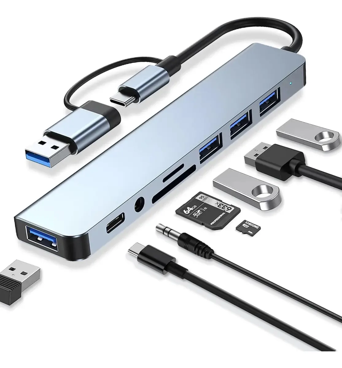 Adaptador USB — Adaptador USB C, adaptador multiporta para laptop, ideal para computação, conectividade rápida, compatibilidade versátil, portas suficientes, fácil de usar e portátil