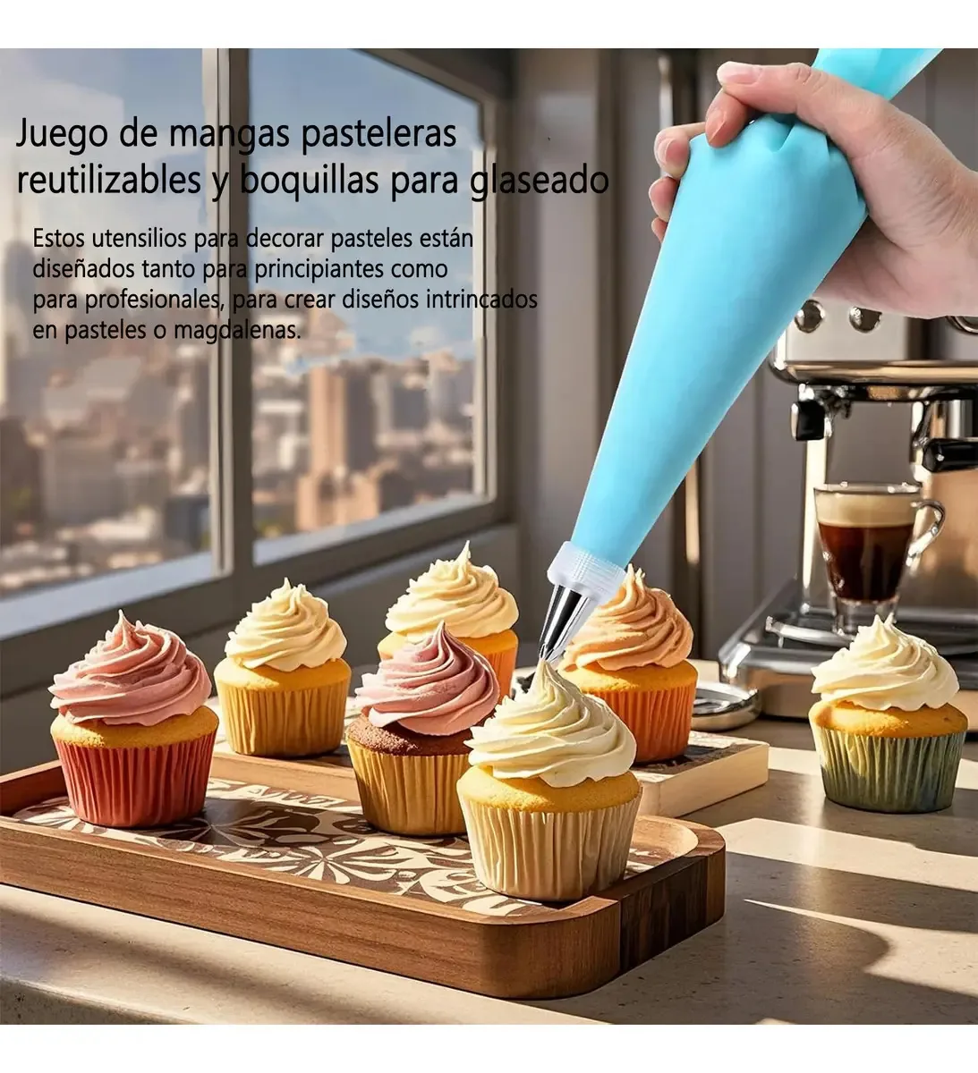 Kit de confeitaria rosa: mangas de confeitaria, espátula, cortadores de biscoitos, cortadores de massa, conjunto de 15 peças (mangas de confeitaria, bicos, adaptadores, anéis de silicone, raspador)