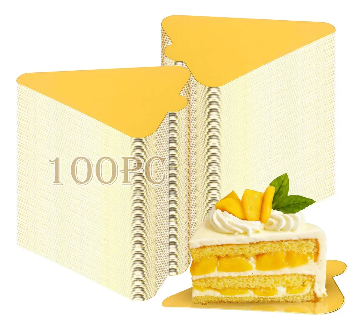 Mini bases de sobremesas 100 peças douradas para sobremesas Bases para festas Base adequada para cozinha, bases de papelão, reuniões, festas, bolos de casamento, bolos familiares e doces. Triângulo...