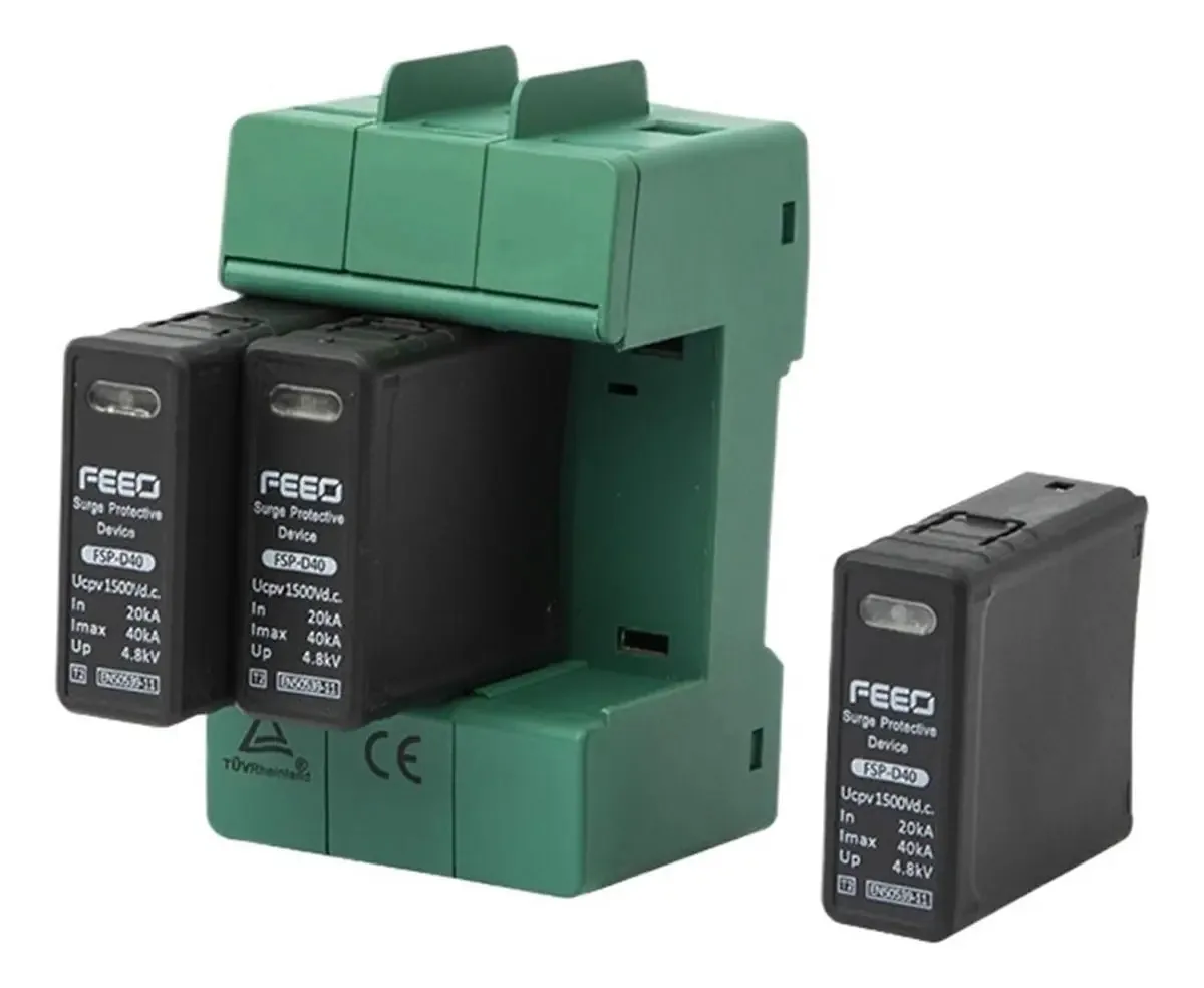 Uhxruy Photovoltaic Dc Spd 2p 3p 600v 800v 1000v Din Rail Solar Outdoor Energy Protection Dispositivo doméstico de proteção contra sobretensão (3p Dc 1000v)