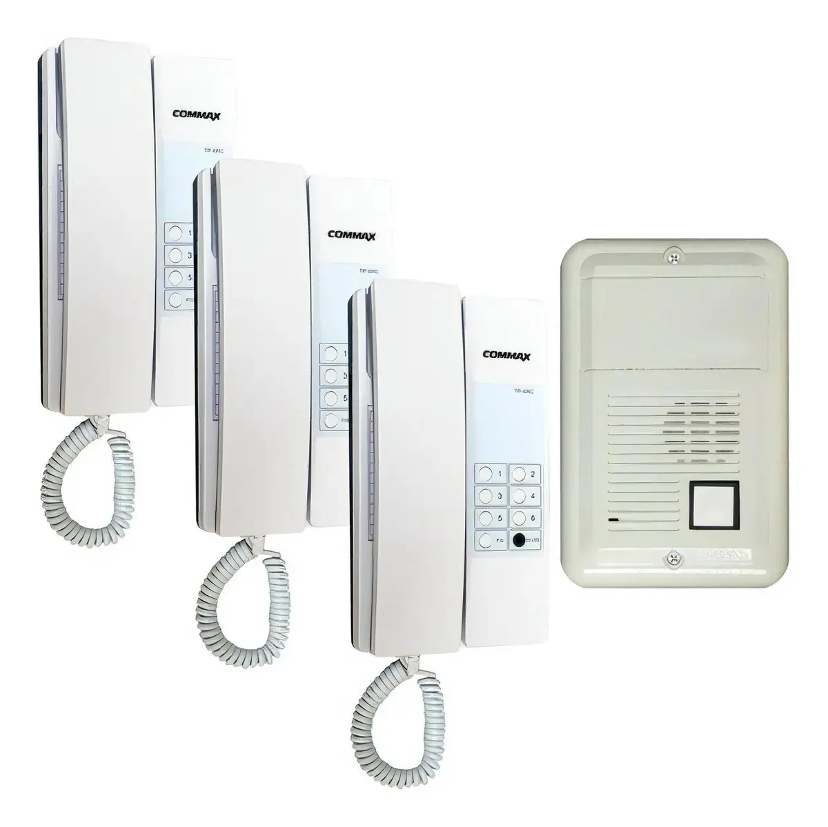 Kit de porteiro de áudio Commax Street Front, 3 interfones, cor branca